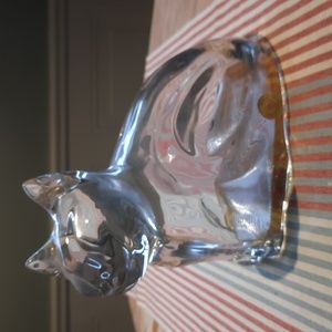 Vintage MCM Bohemian Czech Crystal Cat Piggy Bank